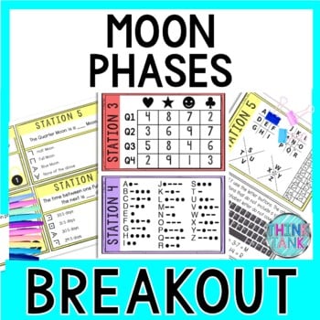 Moon Phases Breakout Activity - Task Cards Puzzle Challenge