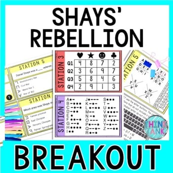 Shays Rebellion Breakout Activity - Task Cards Puzzle Challenge