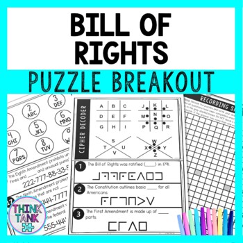 Bill of Rights Puzzle Stations Breakout - US Constitution