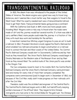 Transcontinental Railroad Text Marking Detective Mystery - Reading Passages - Image 2