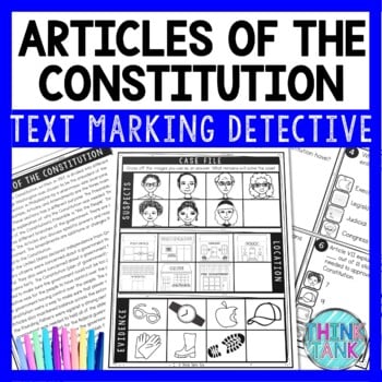 Articles of the Constitution Text Marking Detective Mystery - Reading Passages
