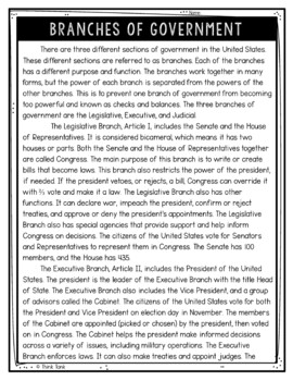 Branches of Government Text Marking Detective Mystery - Reading Passages - Image 2