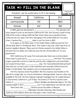 Pony Express Thinktivity™ Reading Comprehension - Westward Expansion - Image 2