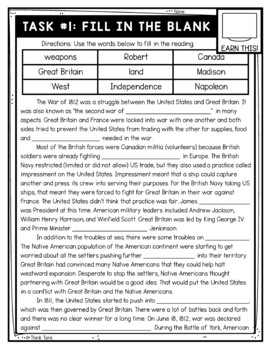 War of 1812 Thinktivity™ Reading Comprehension - Image 2
