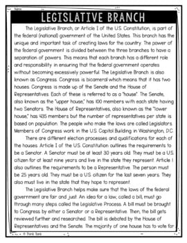 Legislative Branch Text Marking Detective Mystery - Reading Passages - Congress - Image 2