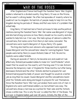 War of the Roses Text Marking Detective Mystery - Reading Passages - Middle Ages - Image 2