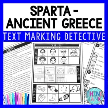 Sparta - Ancient Greece Text Marking Detective Mystery - Reading Passages