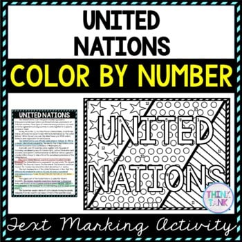 United Nations Color by Number, Reading Passage and Text Marking