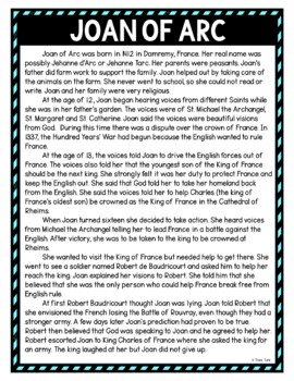 Joan of Arc DIGITAL Reading Passage & Questions Self Grading - Image 2