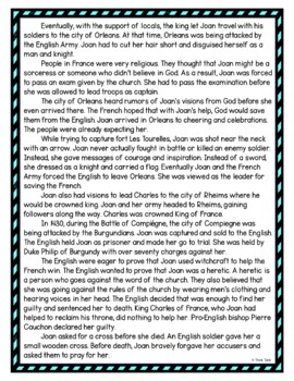 Joan of Arc DIGITAL Reading Passage & Questions Self Grading - Image 3
