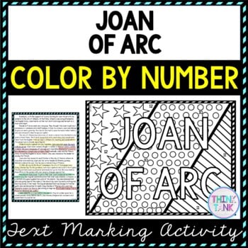 Joan of Arc Color by Number, Reading Passage and Text Marking