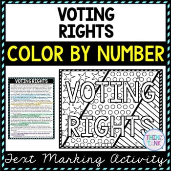 Voting Rights Color by Number, Reading Passage and Text Marking