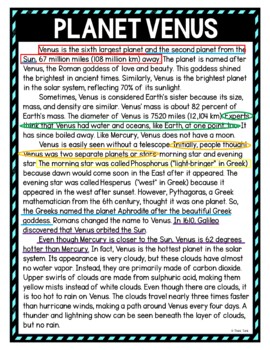 Planet Venus Color by Number, Reading Passage and Text Marking - Image 4