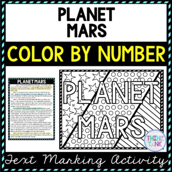 Planet Mars Color by Number, Reading Passage and Text Marking