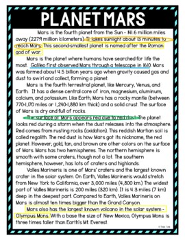 Planet Mars Color by Number, Reading Passage and Text Marking - Image 4