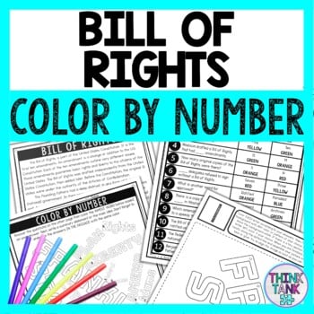 Bill of Rights Color by Number - Close Reading & Text Marking