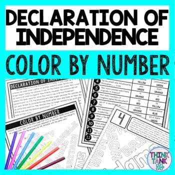 Declaration of Independence Color by Number - Close Reading & Text Marking