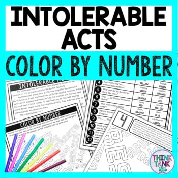 Intolerable Acts Color by Number - Close Reading & Text Marking