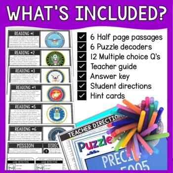 Armed Forces Reading Comprehension and Puzzle Escape Room - US Military Branches - Image 2