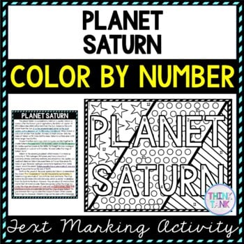 Planet Saturn Color by Number, Reading Passage and Text Marking