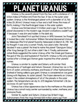Planet Uranus DIGITAL Reading Passage & Questions Self Grading - Image 2