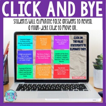 Revolutionary War Causes Interactive DIGITAL Escape Room - Reading and Puzzles - Image 2