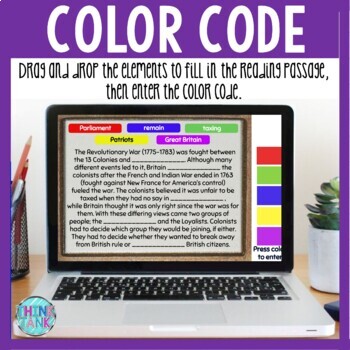 Patriots and Loyalists Interactive DIGITAL Escape Room Reading and Puzzles - Image 2