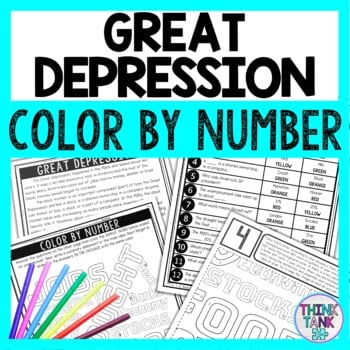 Great Depression Color by Number - Close Reading & Text Marking