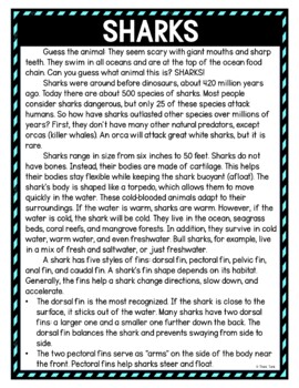 Sharks DIGITAL Reading Passage & Questions Self Grading - Image 2