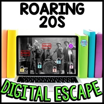 Roaring 20s Interactive DIGITAL Escape Room Reading and Puzzles