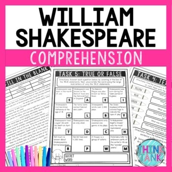 William Shakespeare Reading Comprehension Challenge - Close Reading