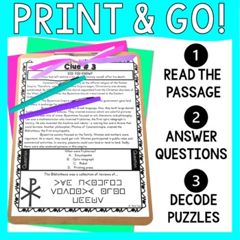 Byzantine Empire ESCAPE ROOM Activity - Reading comprehension - Middle Ages - Image 2