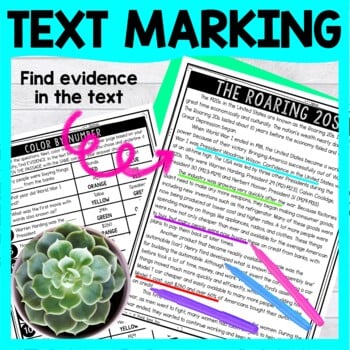 Roaring Twenties Color by Number - Close Reading & Text Marking - Image 4