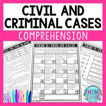 Civil and Criminal Court Cases Comprehension Challenge - Close Reading - Trials