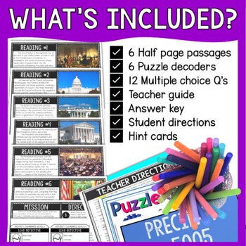Checks and Balances Reading and Puzzle Escape Room - Branches of Government - Image 2