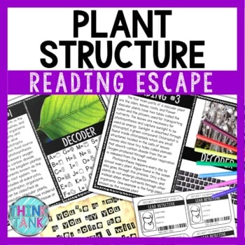 Plants Structure Reading Comprehension and Puzzle Escape Room - Parts of a Plant