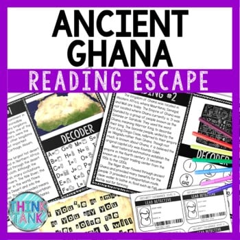 Ancient Ghana Empire Reading Comprehension and Puzzle Escape Room - Africa