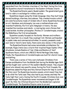 Byzantine Empire DIGITAL Reading Passage & Questions Self Grading - Image 3