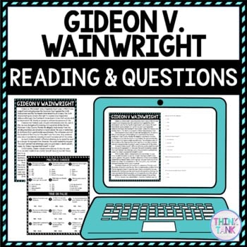Gideon v. Wainwright DIGITAL Reading Passage & Questions Self Grading