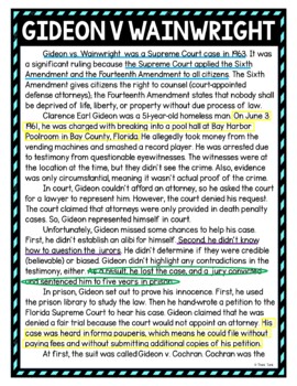 Gideon v. Wainwright Color by Number, Reading Passage and Text Marking - Image 4