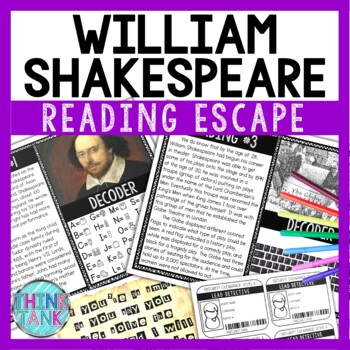 William Shakespeare Reading Comprehension and Puzzle Escape Room