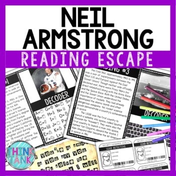 Neil Armstrong Reading Comprehension and Puzzle Escape Room - Astronaut