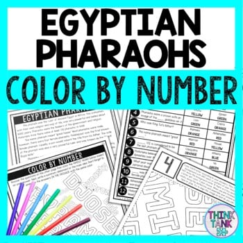 Egyptian Pharaohs Color by Number - Close Reading & Text Marking - Ancient Egypt