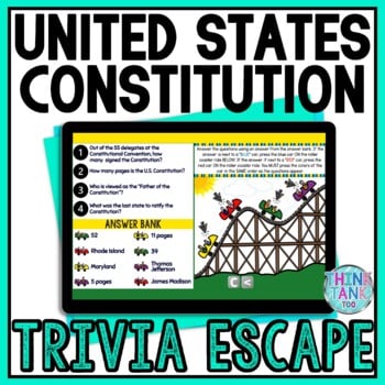 US Constitution Interactive Digital Trivia Escape Room - Constitution Day
