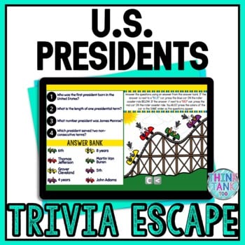 Presidents Interactive Digital Trivia Escape Room - Presidents Day