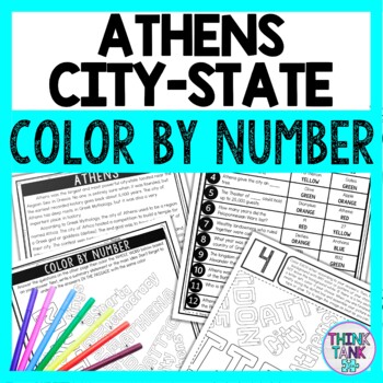 Athens Color by Number - Close Reading & Text Marking - Ancient Greece