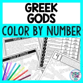 Greek Gods Color by Number - Close Reading & Text Marking - Ancient Greece