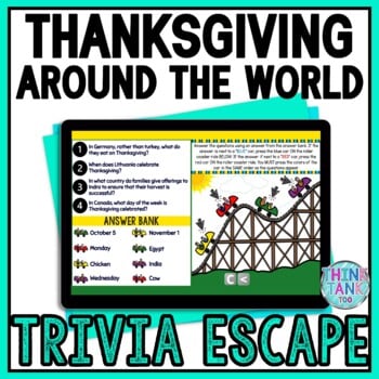 Thanksgiving Interactive Digital Trivia Escape Room - Around the World