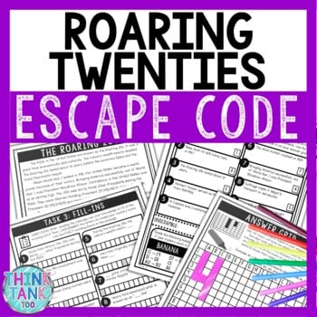 Roaring 20s Comprehension Code Escape Room - Close Reading
