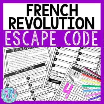 French Revolution Comprehension Code Escape Room - Close Reading